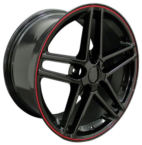 17 Fits Chevrolet - Corvette C6 Z6 Wheel - Black Red Band 17x9.5