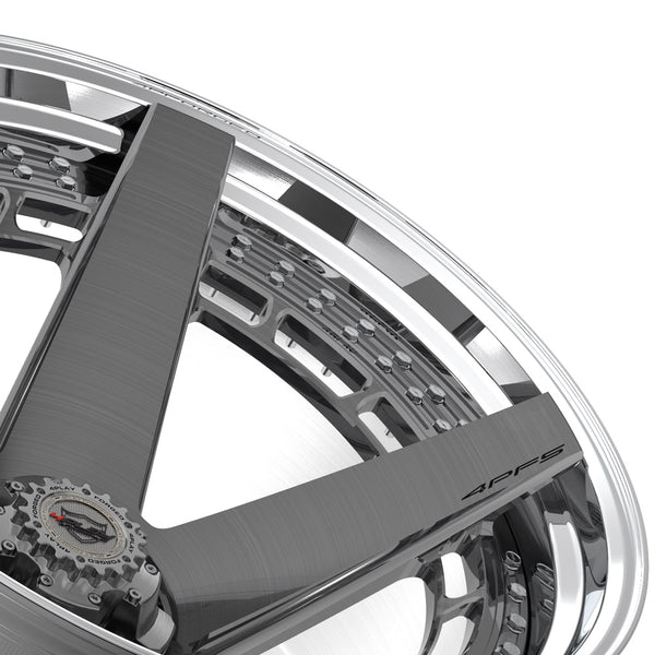 24x14 4PLAY Wheel for Ram-Dodge-Jeep-GM-Ford 4PF5 - Polished Barrel with Tinted Clear Center|Suncoast Wheels high quality affordable replacement rims, replica OEM stock wheels, quality budget rims