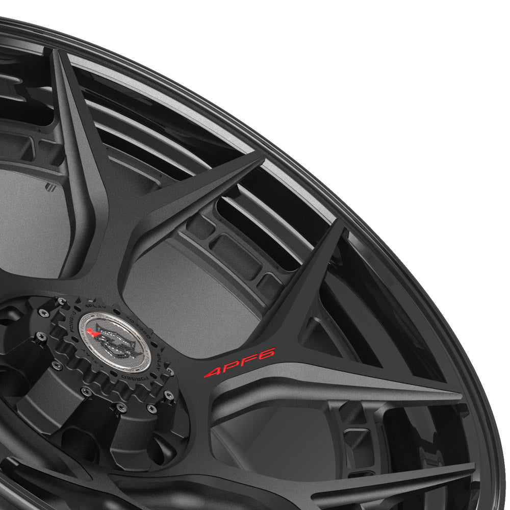 22x10 4PLAY Wheel for GM-Ford-Lincoln-Nissan-Toyota 4PF6 - Gloss Black Barrel with Matte Center|Suncoast Wheels high quality affordable replacement rims, replica OEM stock wheels, quality budget rims
