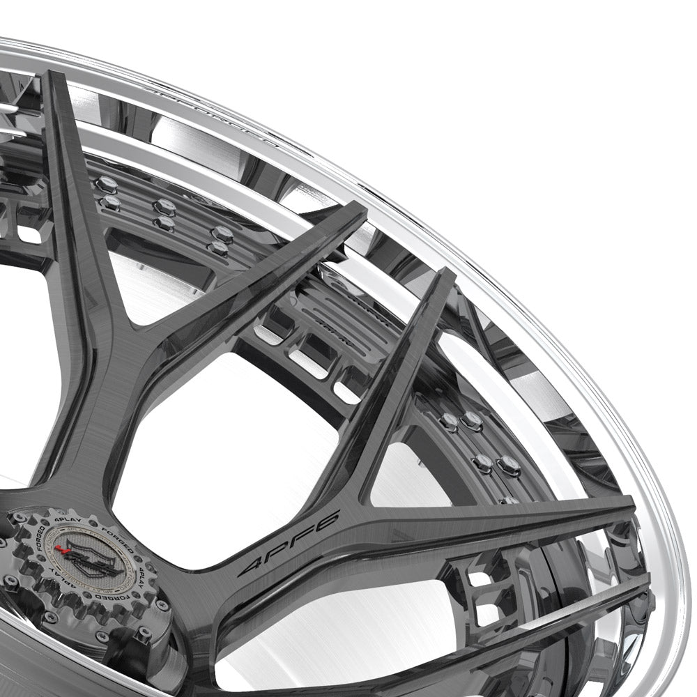 24x14 4PLAY Wheel for Ram-Dodge-Jeep-GM-Ford 4PF6 - Polished Barrel with Tinted Clear Center|Suncoast Wheels high quality affordable replacement rims, replica OEM stock wheels, quality budget rims