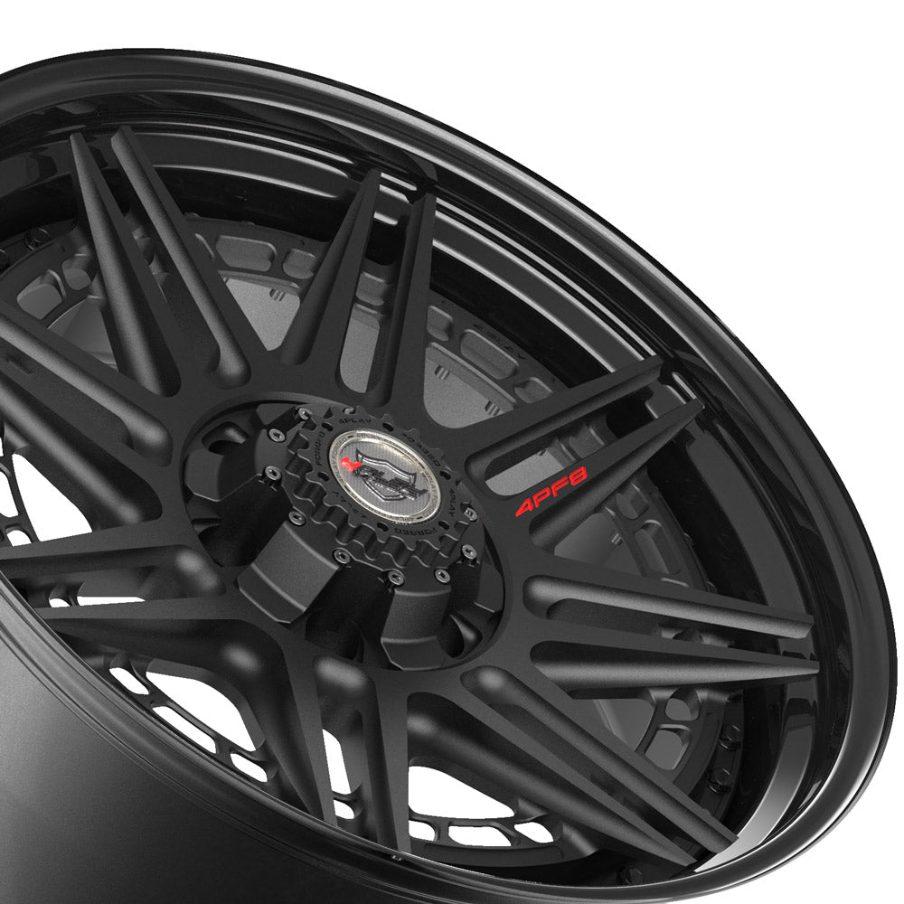 20x9 4PLAY Wheel for GM-Ford-Lincoln-Nissan-Toyota 4PF8 - Gloss Black Barrel with Matte Center|Suncoast Wheels high quality affordable replacement rims, replica OEM stock wheels, quality budget rims