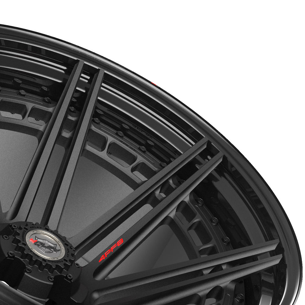 24x14 4PLAY Wheel for Ram-Dodge-Jeep-GM-Ford 4PF8 - Gloss Black Barrel with Matte Center|Suncoast Wheels high quality affordable replacement rims, replica OEM stock wheels, quality budget rims