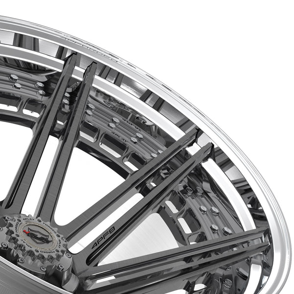 24x14 4PLAY Wheel for Ram-Dodge-Jeep-GM-Ford 4PF8 - Polished Barrel with Tinted Clear Center|Suncoast Wheels high quality affordable replacement rims, replica OEM stock wheels, quality budget rims