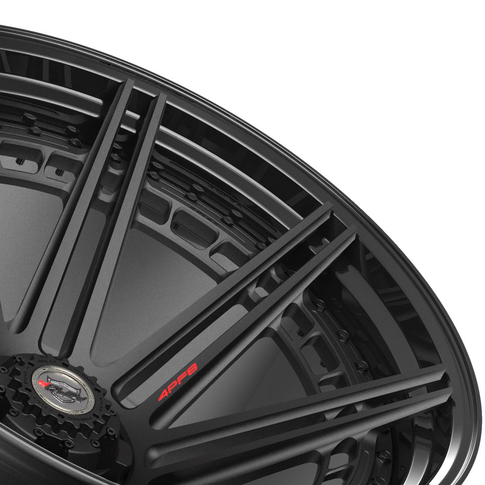 24x14 4PLAY Wheel for GM-Ford-Lincoln-Nissan-Toyota 4PF8 - Gloss Black Barrel with Matte Center|Suncoast Wheels high quality affordable replacement rims, replica OEM stock wheels, quality budget rims