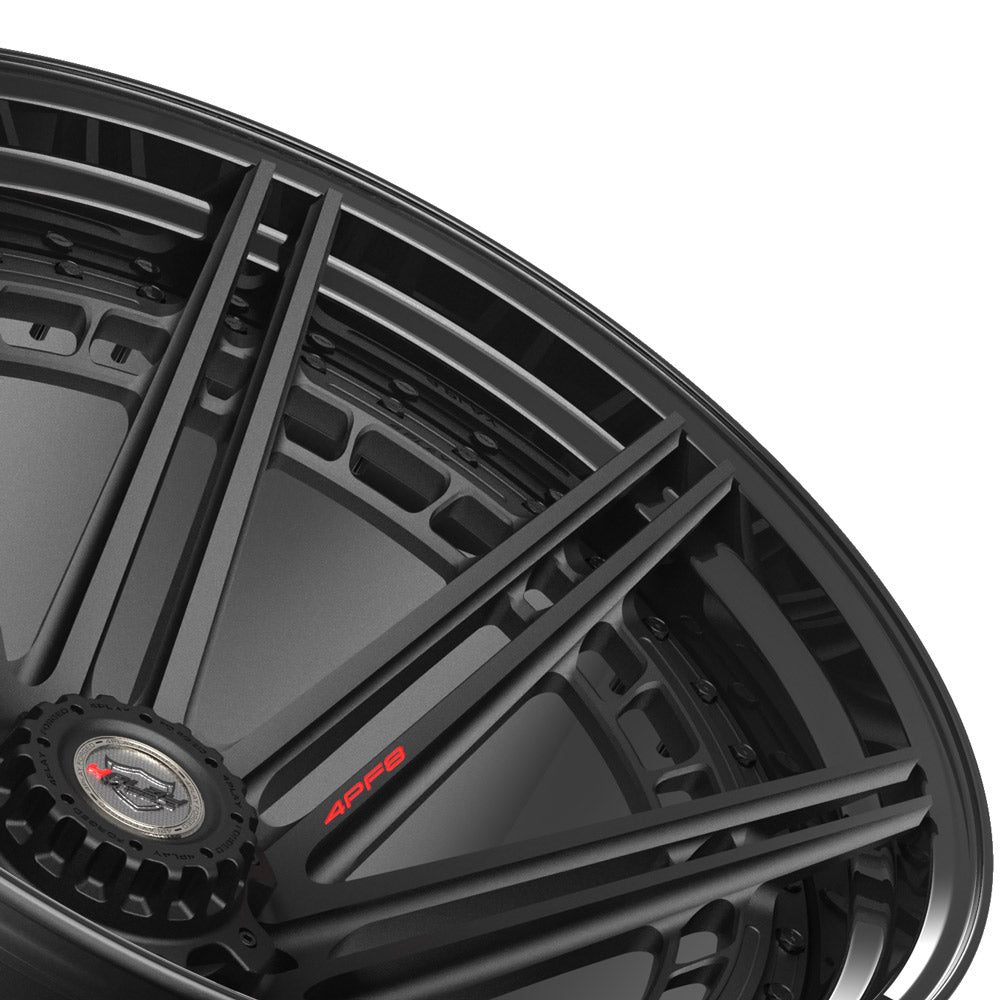 24x14 4PLAY Wheel for GM-Ford-Dodge-Hummer 4PF8 - Gloss Black Barrel with Matte Center|Suncoast Wheels high quality affordable replacement rims, replica OEM stock wheels, quality budget rims
