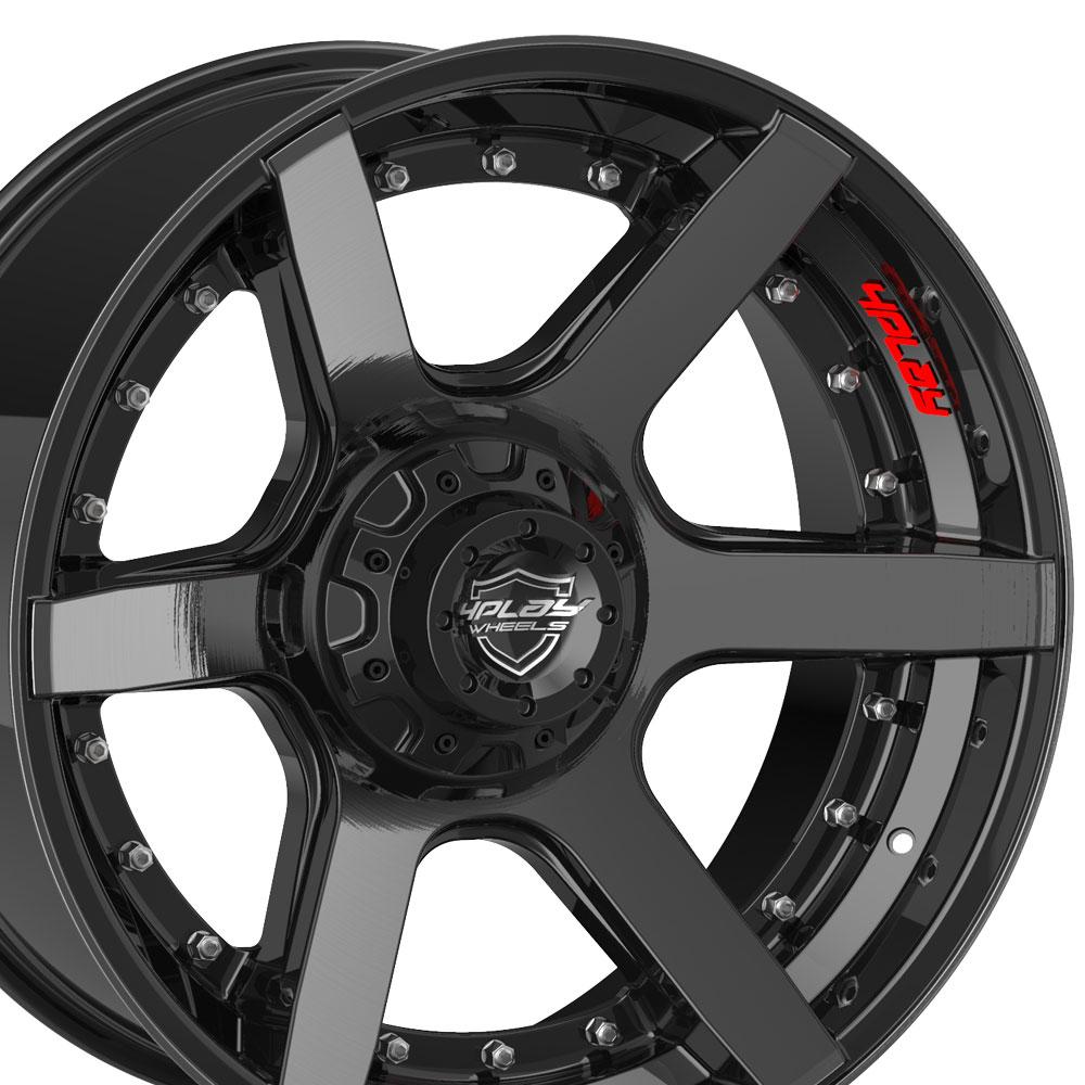 20" 4PLAY Wheel fits GM-Ford-Lincoln-Nissan-Toyota - 4P60 Brushed Black Rim 20x10