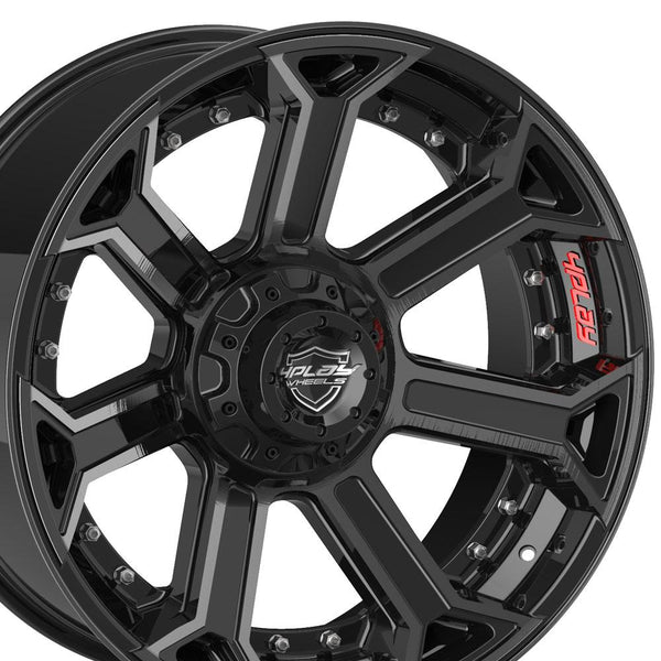 22" 4PLAY Wheel fits GM-Ford-Lincoln-Nissan-Toyota - 4P70 Brushed Black Rim 22x12