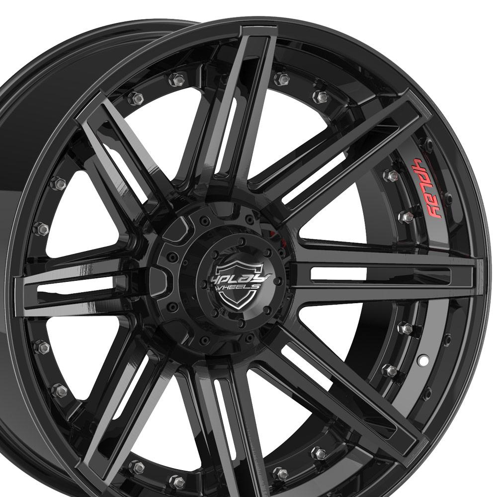 20" 4PLAY Wheel fits GM-Ford-Lincoln-Nissan-Toyota - 4P08 Brushed Black Rim 20x10