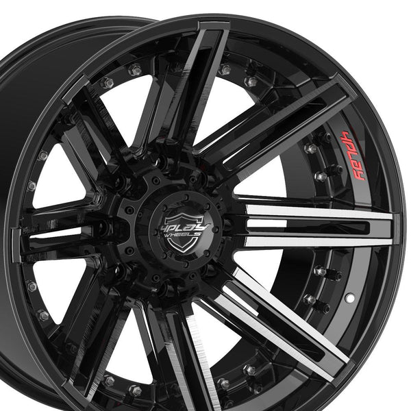 22" 4PLAY Wheel fits GM-Ford-Dodge-Hummer - 4P08 Brushed Black Rim 22x10