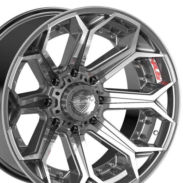 22" 4PLAY Wheel fits GM-Ford-Dodge-Hummer - 4P80R Brushed Gunmetal Rim 22x12