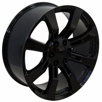 22" Fits Cadillac - Escalade Style Replica Wheel - Black 22x9 | Suncoast Wheels 22 inch OEM Chevy Wheels, factory Silverado 20 inch wheels, GMC replica wheels