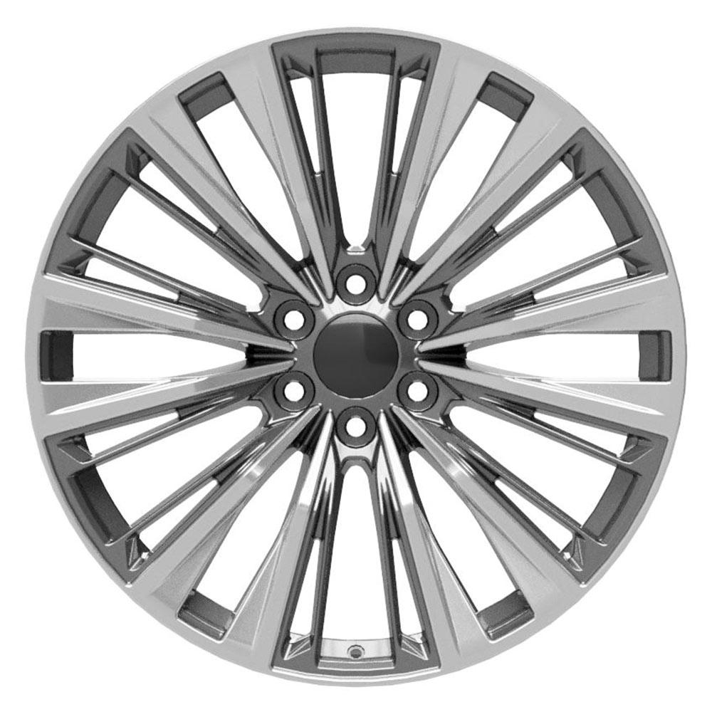 24" Wheel fits Cadillac Escalade - CA93 Gunmetal with Polished Face 24x10