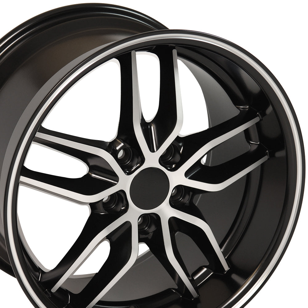 17" Fits Chevrolet - Corvette Stingray Style Replica Wheel - Satin Black with a Mach'd Face 17x9.5 | Suncoast Wheels 22 inch OEM Chevy Wheels, factory Silverado 20 inch wheels, GMC replica wheels