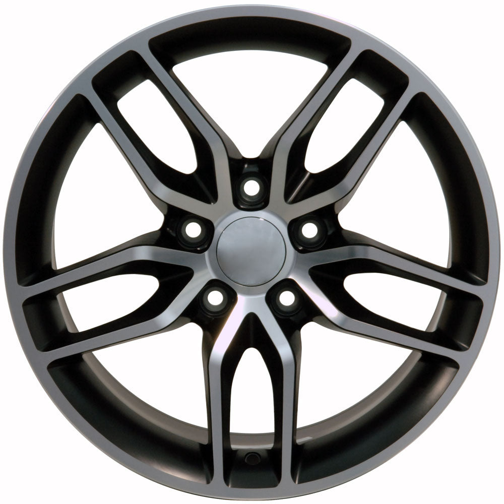 17" fits Chevrolet - C7 Stingray Replica Wheel - Satin-Black-Machined 17x9.5 | Suncoast Wheels 22 inch OEM Chevy Wheels, factory Silverado 20 inch wheels, GMC replica wheels