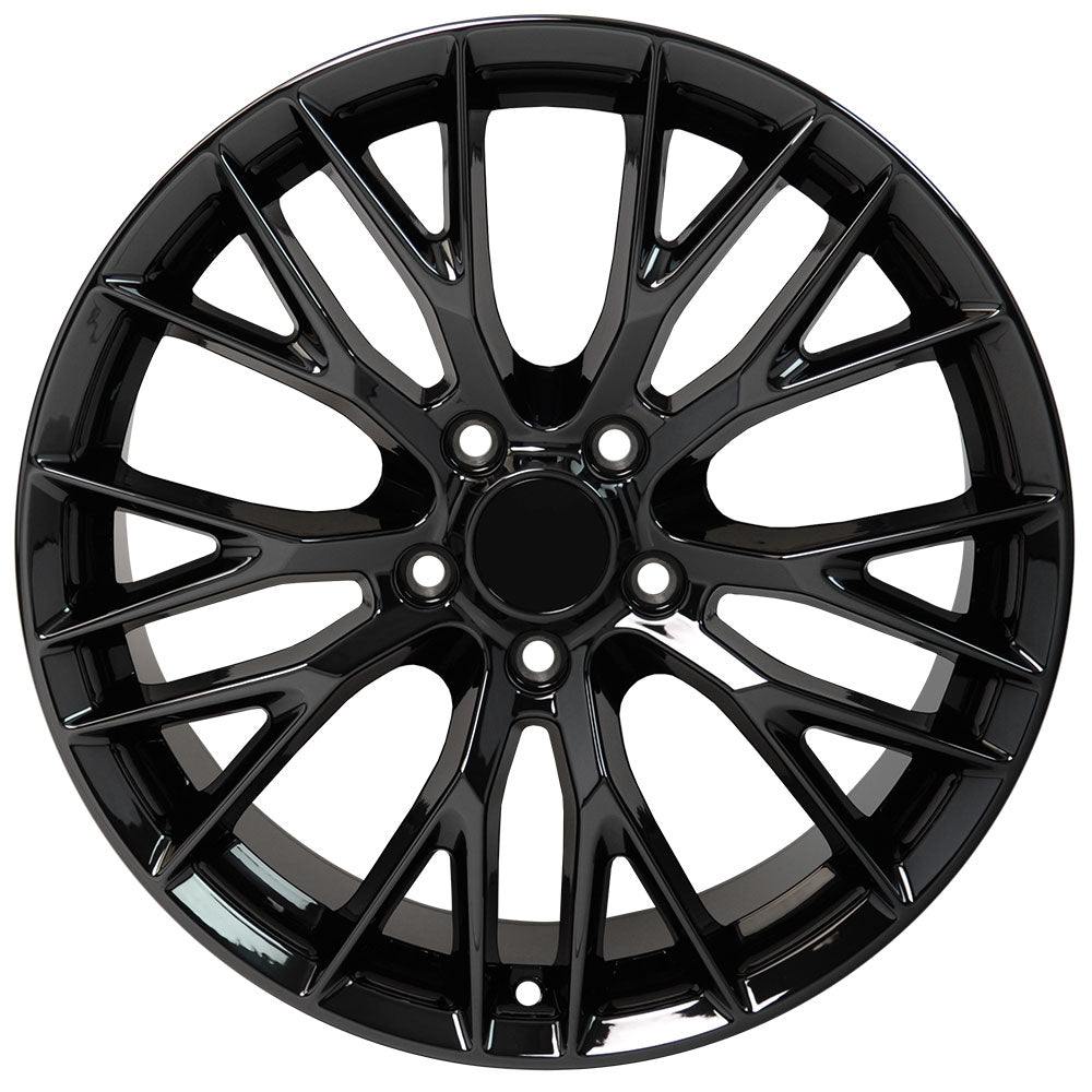 19" fits Chevrolet - C7 Z6 Replica Wheel - PVD Black Chrome 19x1 | Suncoast Wheels 22 inch OEM Chevy Wheels, factory Silverado 20 inch wheels, GMC replica wheels