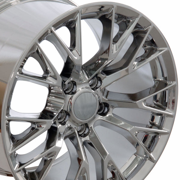 19" Fits Chevrolet - C7 Z6 Style Replica Wheel - PVD Chrome 19x1 | Suncoast Wheels 22 inch OEM Chevy Wheels, factory Silverado 20 inch wheels, GMC replica wheels