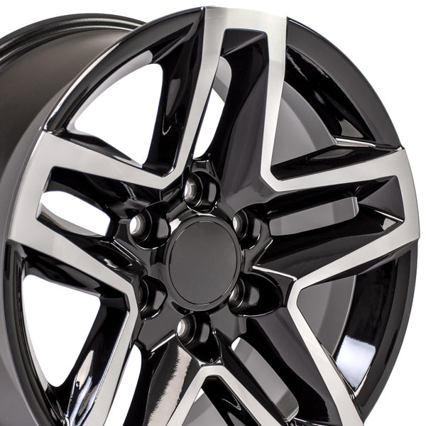 18 inch Rim Fits Chevy Trail Boss CV34 Machined Black Chevy Truck Wheel