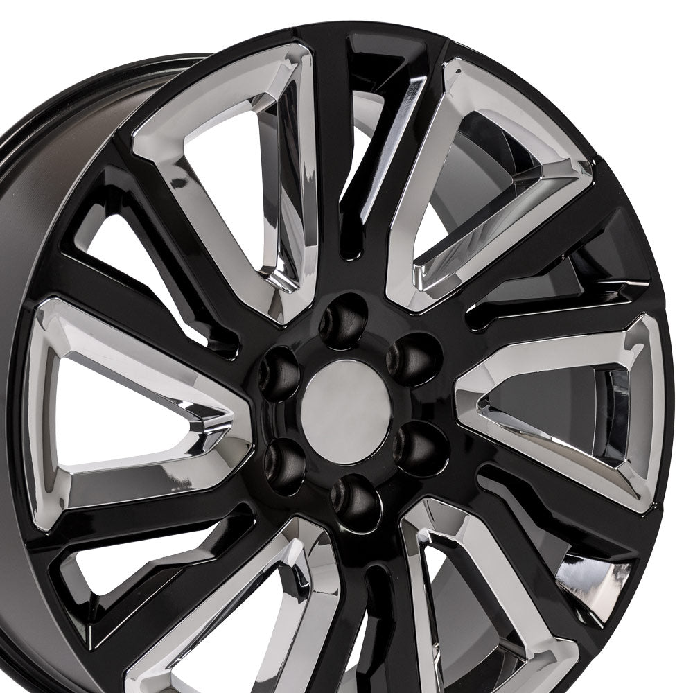 22" Rim fits 2019 GMC Sierra 22x9 Black w/Chrome Wheel