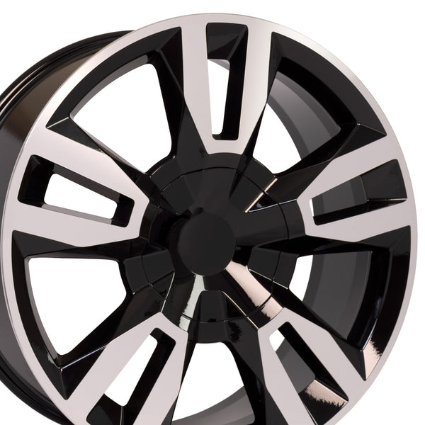 22" Rim fits Tahoe RST Rally Style Blk Mach'd 22x9 Wheel Hollander 5821