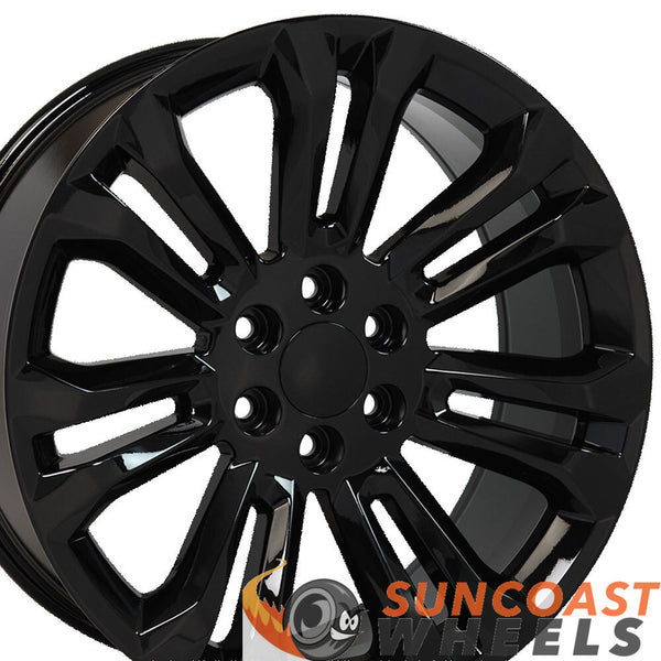 Fits Chevy Silverado Rim CV43 22x9 Black Silverado Wheel	