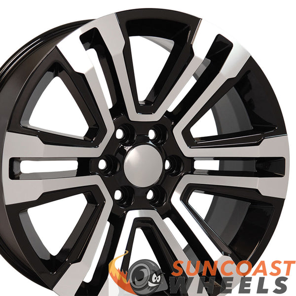 Black Machined Wheels fit GMC Sierra 1500 Denali 24x10