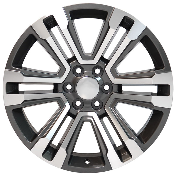 22" fits GMC - Denali Replica Wheel - Hyper Black Machined Face 22x9 | Suncoast Wheels 22 inch OEM Chevy Wheels, factory Silverado 20 inch wheels, GMC replica wheels
