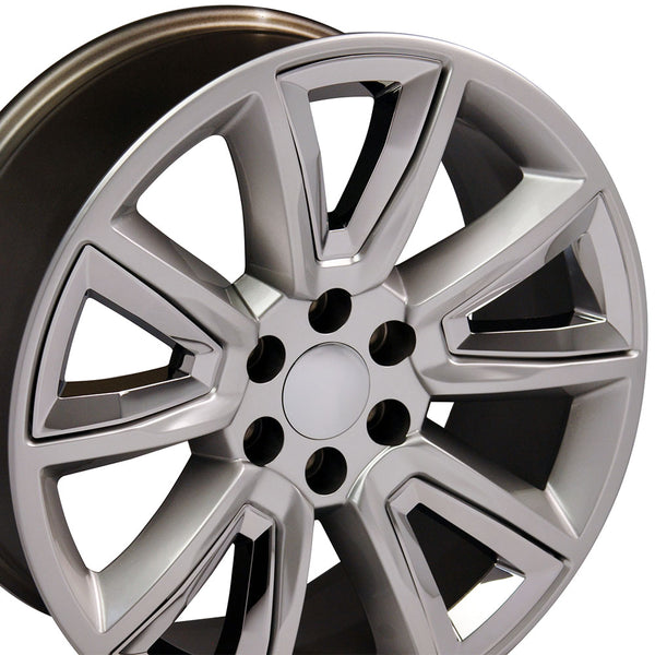 20" Fits Chevrolet - Tahoe Style Replica Wheel - Hyper Black with Chrome Inserts 2x8.5 | Suncoast Wheels 22 inch OEM Chevy Wheels, factory Silverado 20 inch wheels, GMC replica wheels