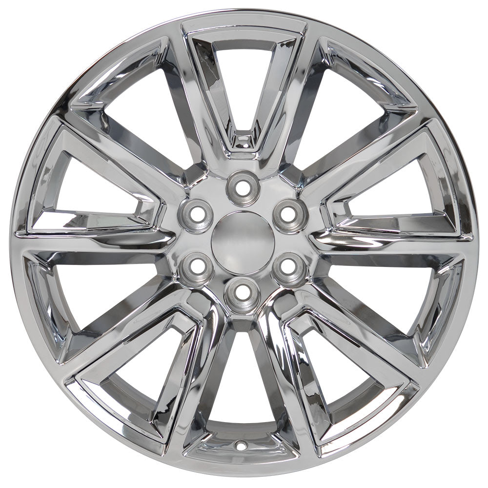 22" fits Chevrolet - Tahoe Replica Wheel - Chrome with Chrome Inserts 22x9 | Suncoast Wheels 22 inch OEM Chevy Wheels, factory Silverado 20 inch wheels, GMC replica wheels