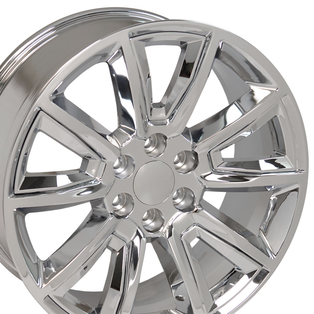 20" Fits Chevrolet - Tahoe Style Replica Wheel - Chrome with Chrome Inserts 2x8.5 | Suncoast Wheels 22 inch OEM Chevy Wheels, factory Silverado 20 inch wheels, GMC replica wheels