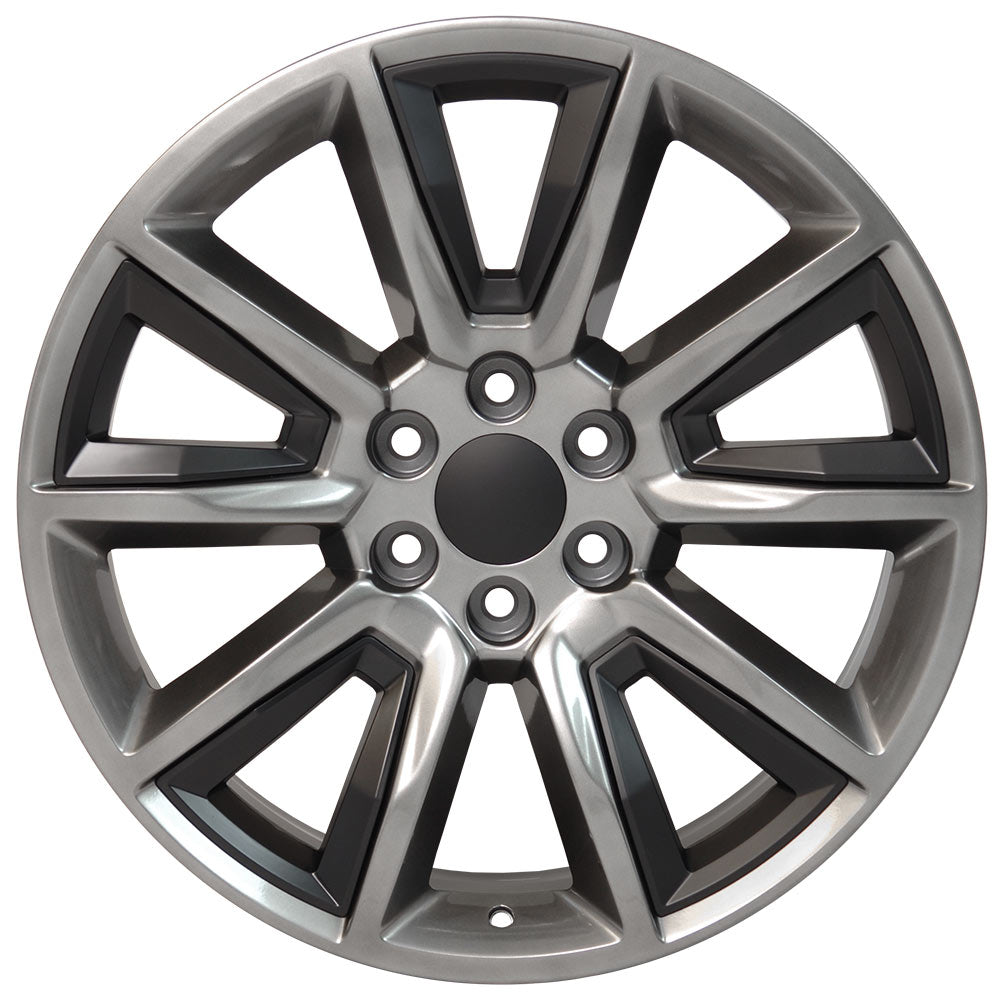 22" fits Chevrolet - Tahoe Replica Wheel - Hyper Black with Satin Black Inserts 22x9 | Suncoast Wheels 22 inch OEM Chevy Wheels, factory Silverado 20 inch wheels, GMC replica wheels