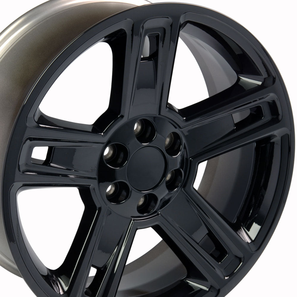 22" Fits Chevrolet - Silverado Style Replica Wheel - Black 22x9 | Suncoast Wheels 22 inch OEM Chevy Wheels, factory Silverado 20 inch wheels, GMC replica wheels