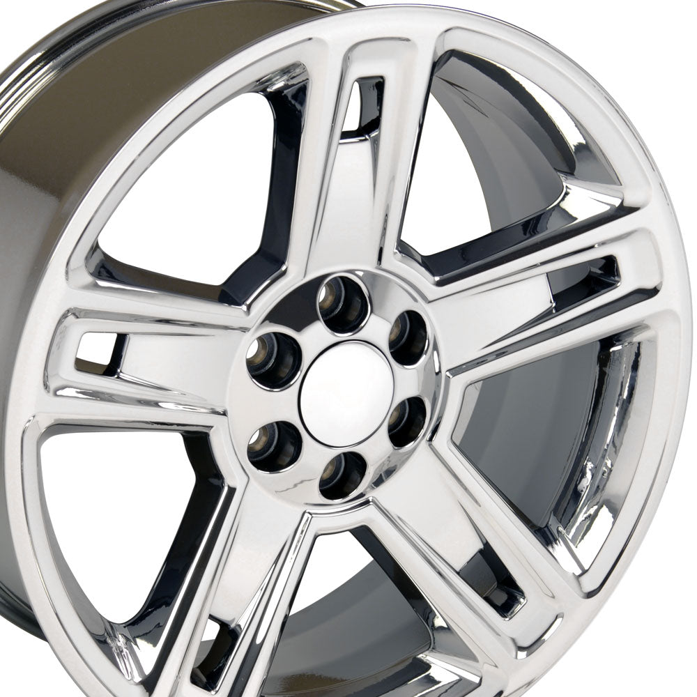 22" Fits Chevrolet - Silverado Style Replica Wheel - PVD Chrome 22x9 | Suncoast Wheels 22 inch OEM Chevy Wheels, factory Silverado 20 inch wheels, GMC replica wheels