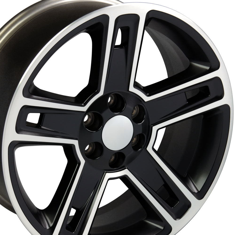 22" Fits Chevrolet - Silverado Style Replica Wheel - Satin Black Machined Face 22x9 | Suncoast Wheels 22 inch OEM Chevy Wheels, factory Silverado 20 inch wheels, GMC replica wheels