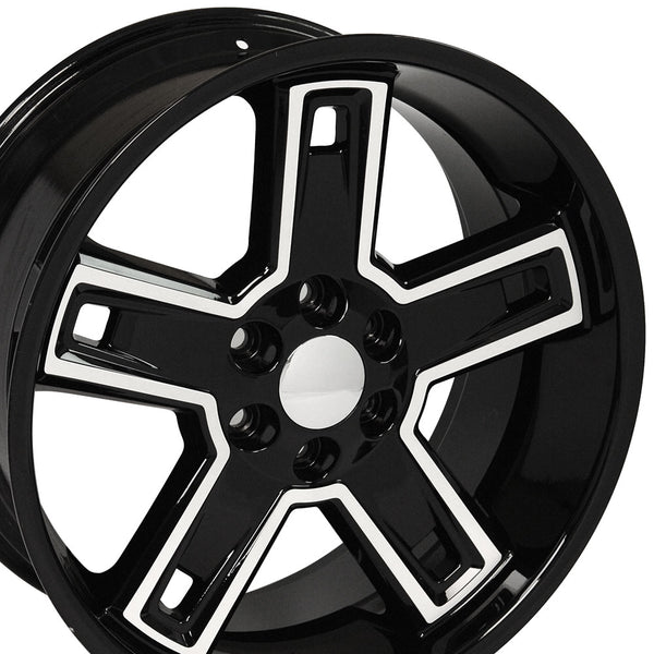 22" Fits Chevrolet - Silverado Deep Dish Wheel Replica - Black Machined Face 22x9.5 | Suncoast Wheels 22 inch OEM Chevy Wheels, factory Silverado 20 inch wheels, GMC replica wheels