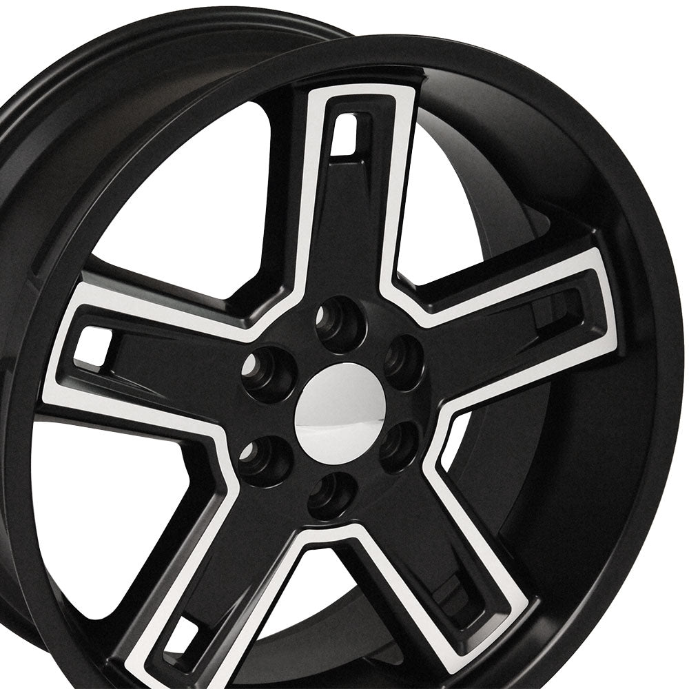 22" Fits Chevrolet - Silverado Deep Dish Wheel Replica - Satin Black Machined Face 22x9.5 | Suncoast Wheels 22 inch OEM Chevy Wheels, factory Silverado 20 inch wheels, GMC replica wheels