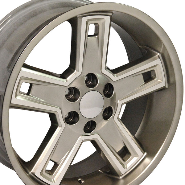 22" Fits Chevrolet - Silverado Deep Dish Wheel Replica - Hyper Black Machined Face 22x9.5 | Suncoast Wheels 22 inch OEM Chevy Wheels, factory Silverado 20 inch wheels, GMC replica wheels