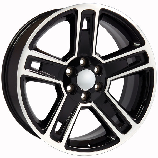 22" fits Chevrolet - Silverado Replica Wheel - Black Machined 22x9 | Suncoast Wheels Chevy Silverado OEM rims, 20 inch OEM rims for Chevy Silverado, Chevrolet Silverado factory wheels, Chevrolet 20 inch factory wheels, 22 inch OEM Chevy Wheels