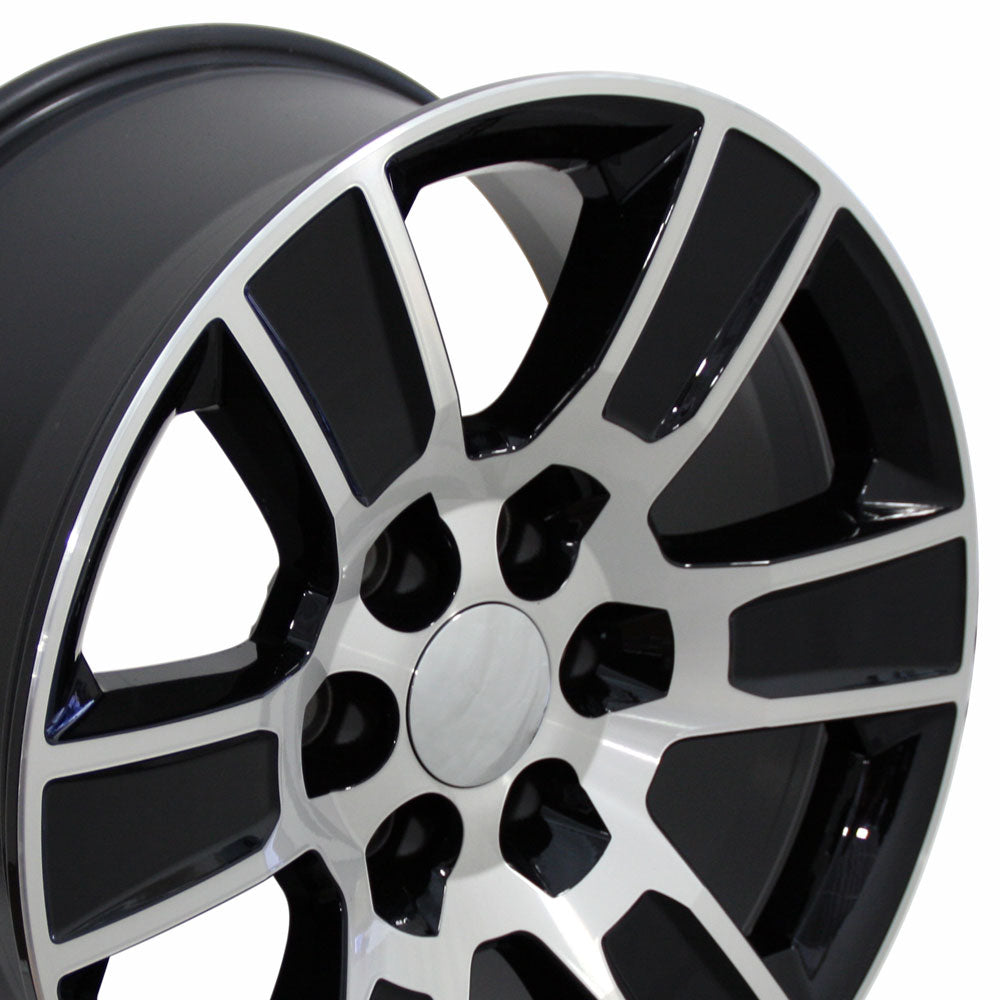 20" Fits GMC - Sierra Style Replica Wheel - Black with a Mach'd Face 2x9 | Suncoast Wheels 22 inch OEM Chevy Wheels, factory Silverado 20 inch wheels, GMC replica wheels