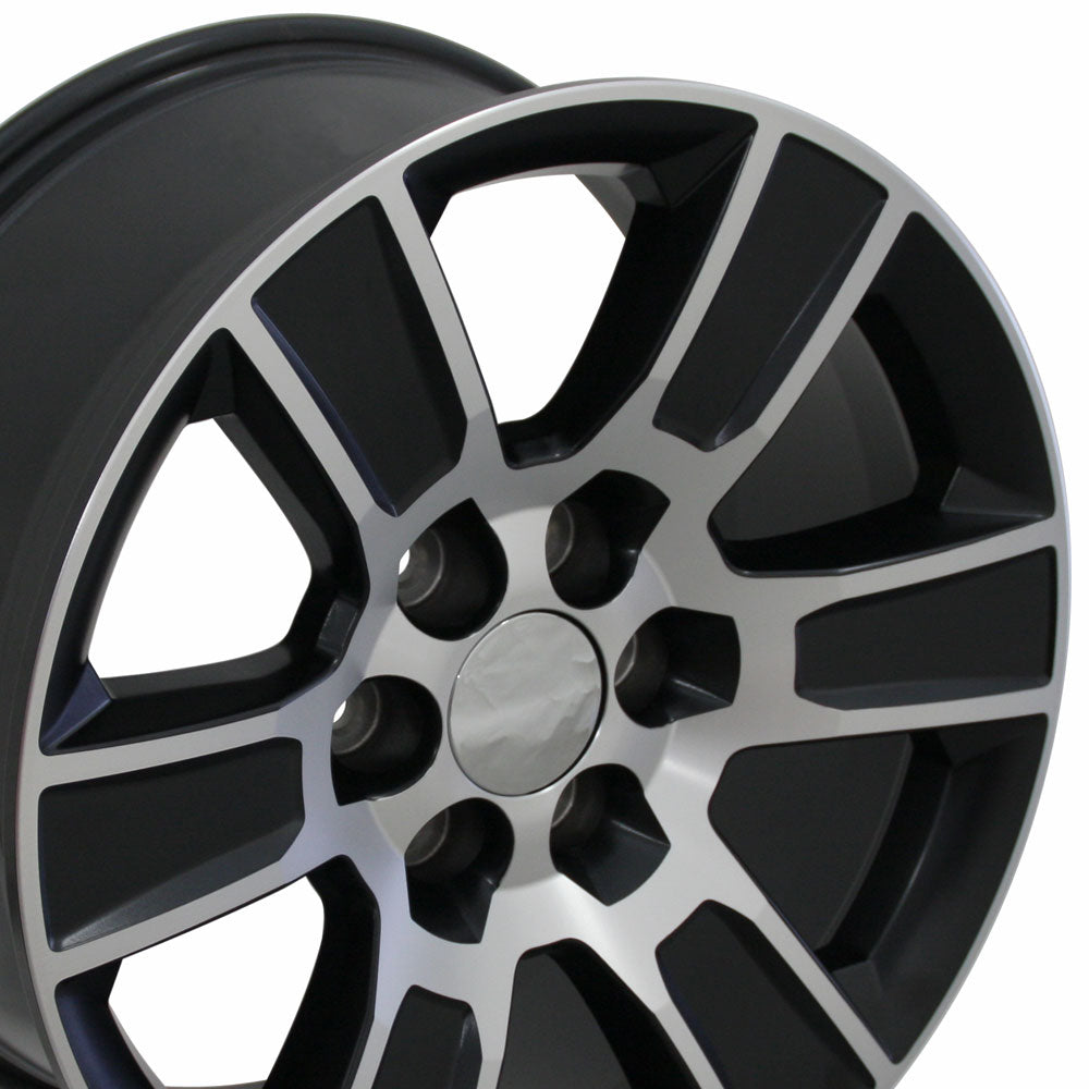 20" Fits GMC - Sierra Style Replica Wheel - Satin Black with a Mach'd Face 2x9 | Suncoast Wheels 22 inch OEM Chevy Wheels, factory Silverado 20 inch wheels, GMC replica wheels