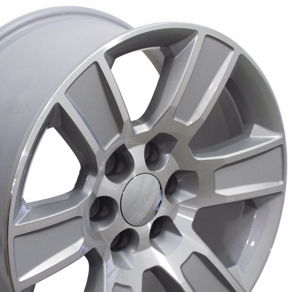 20" Fits Chevrolet - Sierra Style Replica Wheel - Silver Machined Face 2x9 | Suncoast Wheels 22 inch OEM Chevy Wheels, factory Silverado 20 inch wheels, GMC replica wheels