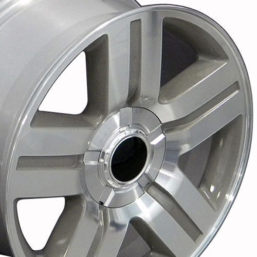 22" Fits Chevrolet - Texas Wheel - Mach'd Silver 22x9 | Suncoast Wheels 22 inch OEM Chevy Wheels, factory Silverado 20 inch wheels, GMC replica wheels