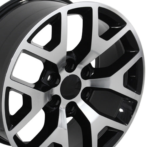 20" Fits GMC - Sierra 15 Wheel - Black Mach'd Face 2x9 | Suncoast Wheels 22 inch OEM Chevy Wheels, factory Silverado 20 inch wheels, GMC replica wheels