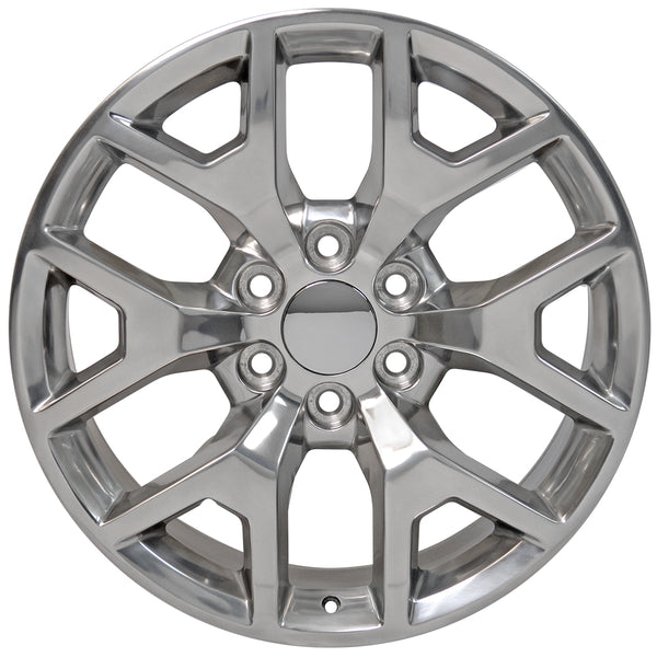 22" fits GMC - Sierra Replica Wheel - Polished 22x9 | Suncoast Wheels 22 inch OEM Chevy Wheels, factory Silverado 20 inch wheels, GMC replica wheels