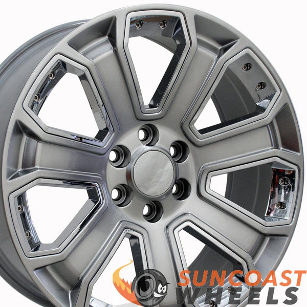20 inch Rim Fits Silverado CV93 20x8.5 Hyper Black and Chrome Chevy Truck Wheel