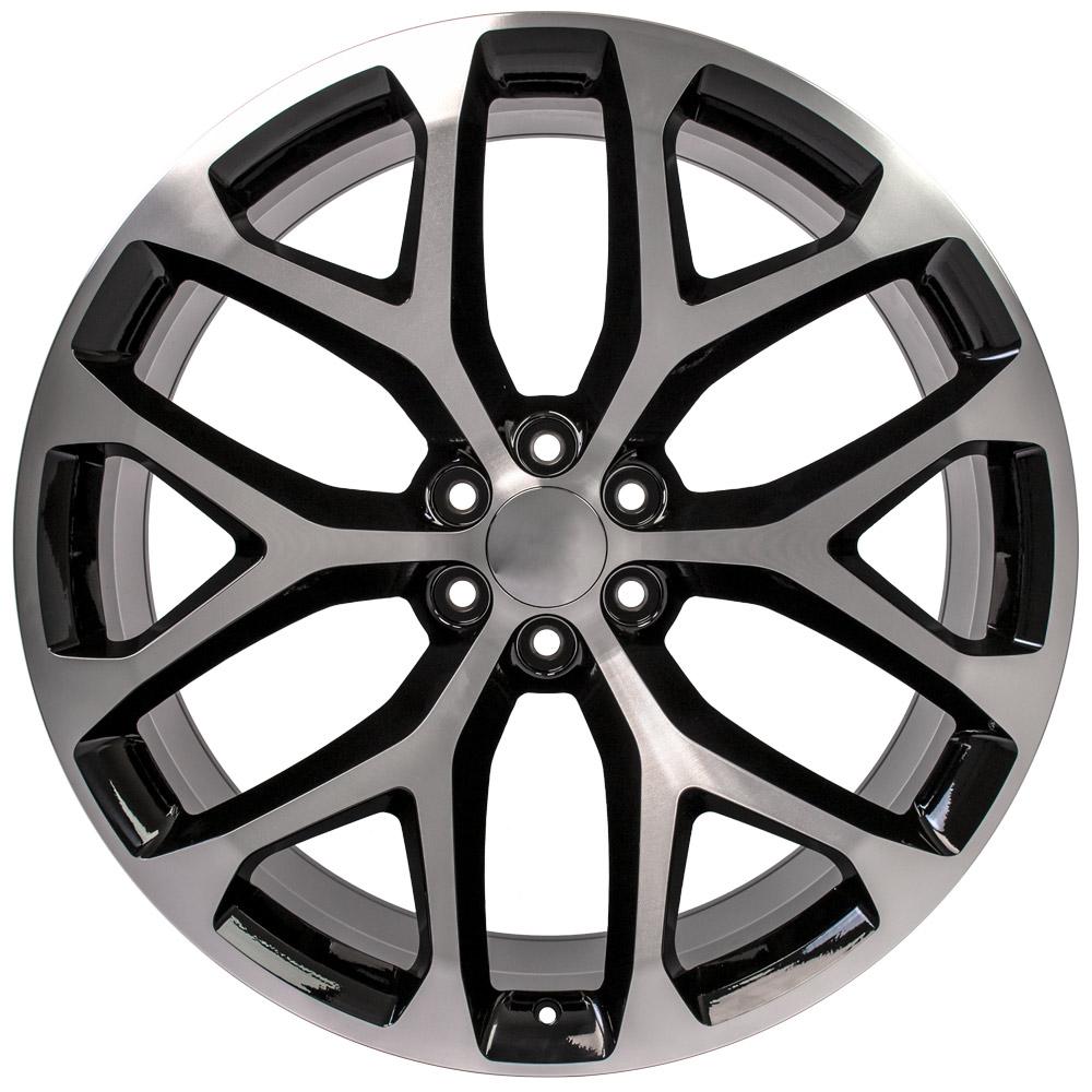 24 Fits GMC - Sierra Style Snowflake Replica Wheel - Black Machined ...