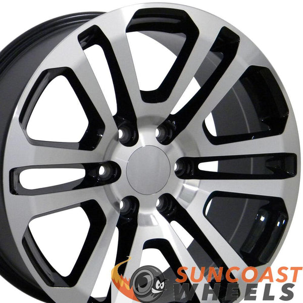 22 inch Rim Fits Sierra CV99 22x9 Black Machined GMC Wheel