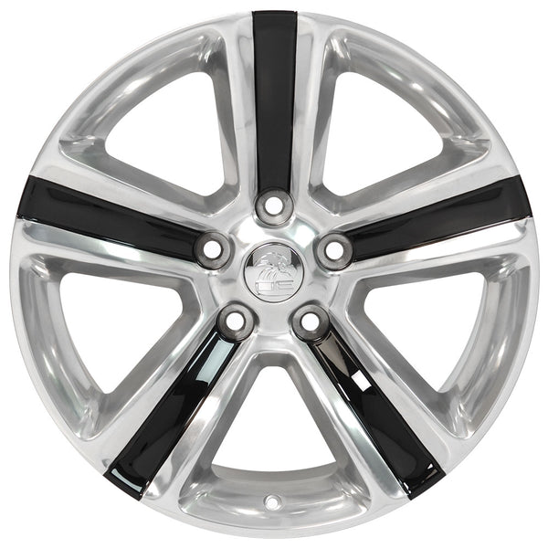 20" Fits Dodge - Ram 15 Style Replica Wheel - Polished w/ black inlay 2x9 | Suncoast Wheels Dodge Hellcat replica wheels, Grand Cherokee SRT replica wheels, Challenger reproduction wheels, affordable Dodge replica rims