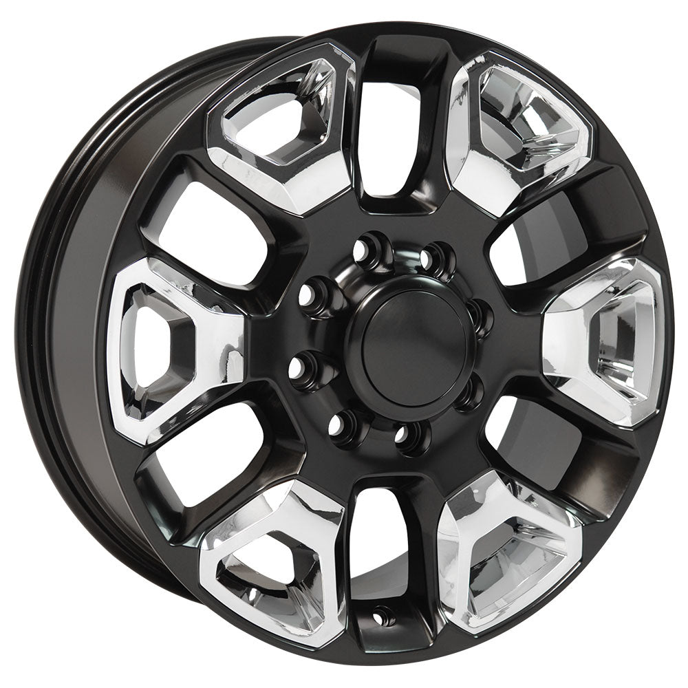 20" fits Dodge - 25-35 Replica Wheel - Satin Black with Chrome Inserts 2x8 | Suncoast Wheels 17 inch factory Jeep wheels, Charger replica wheels, Jeep SRT8 replica wheels