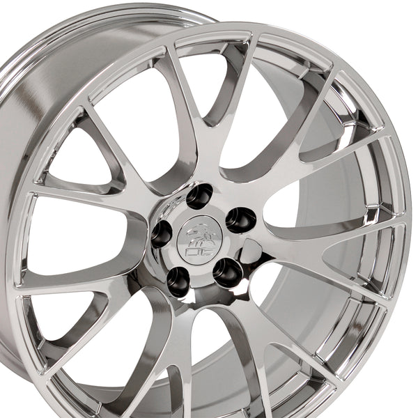 20" Fits Dodge - Hellcat Style Replica Wheel - PVD Chrome 2x9 | Suncoast Wheels Dodge Hellcat replica wheels, Grand Cherokee SRT replica wheels, Challenger reproduction wheels, affordable Dodge replica rims