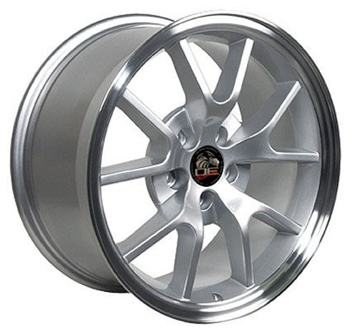18" Fits Ford - Mustang FR5 Wheel - Silver Mach'd Lip 18x9 | Suncoast Wheels Ford Explorer replica wheels, affordable F150 OEM wheels, high quality Ford F150 aftermarket rims, inexpensive Mustang replica wheels